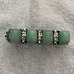 The Limited chunky green stone and rhinestone stretch bracelet